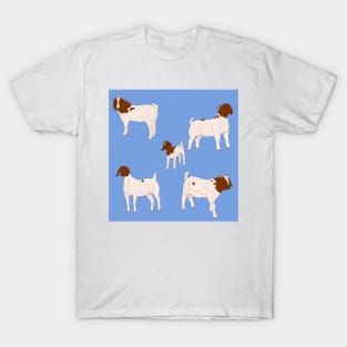 Boer Goats Pattern Blue T-Shirt